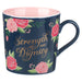 Mug Pink/Navy Floral Strength & Dignity - Morning Star Christian Bookstores