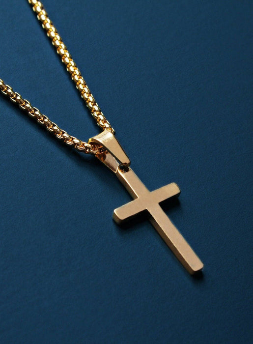 Men's Gold Cross Necklace 24"