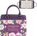 Strength and Dignity Purple Floral Purse-style Bible Cover - Proverbs 31:25 - Morning Star Christian Bookstores