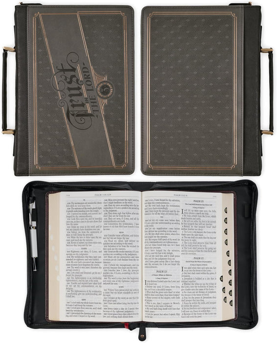 Trust in the Lord Charcoal Faux Leather Bible Cover - Proverbs 3:5 - Morning Star Christian Bookstores