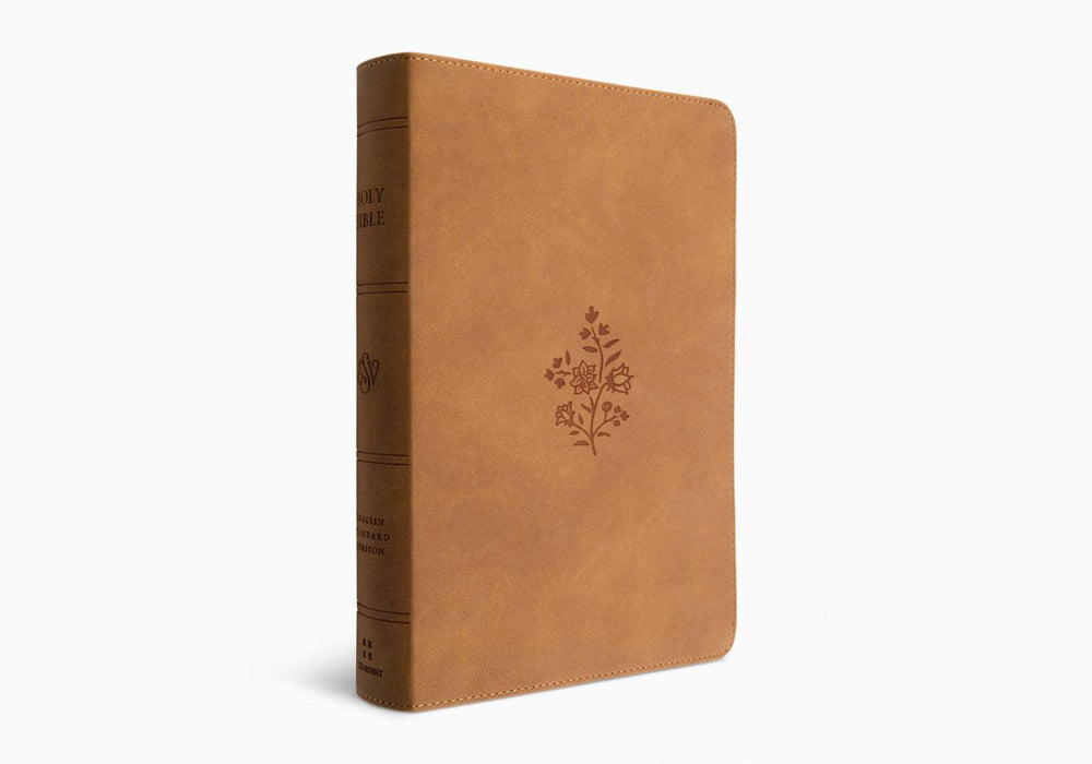 ESV Giant Print Personal Size Bible, Red Letter, TruTone®, Nubuck Caramel, Wildflower Design
