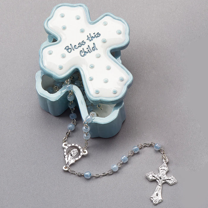 Bless This Child Keepsake Box with Rosary - Boy