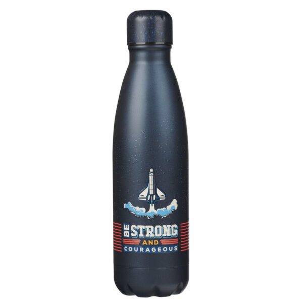 Be Strong and Courageous Blue Space Stainless Steel Water Bottle - Joshua 1:9 - Morning Star Christian Bookstores