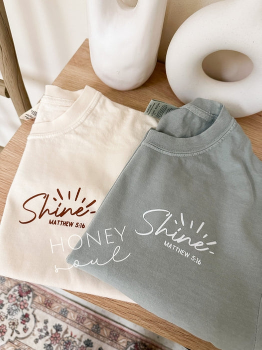 Original Let Your Light Shine Graphic Summer Tee -Sage