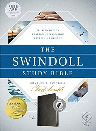 NLT Swindoll Study Bible LeatherLike Black IDX