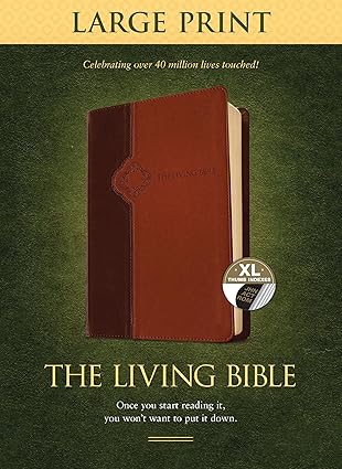 The Living Bible Lg Print LeatherLike Brown/Tan IDX