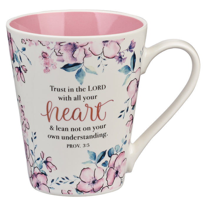 14oz Mug Pink Floral Trust in the Lord-Proverbs 3:5