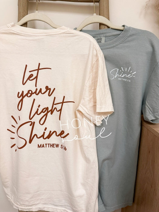 Original Let Your Light Shine Graphic Summer Tee -Sage