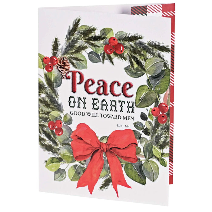 Christmas Money Card Wreath Plaid Set