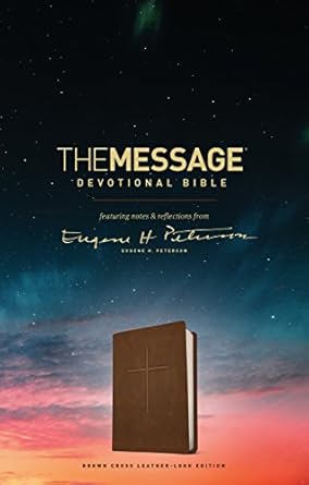 The Message Devotional Bible LeatherLike Brown Cross