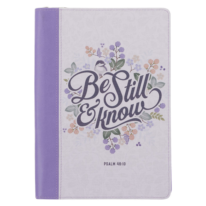 Be Still Purple Pasture LL Journal w/ Zipper Psalm 46:10