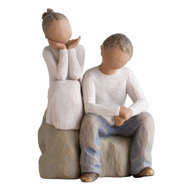 Brother & Sister w/Darker Skin & Hair Willow Tree Figurine