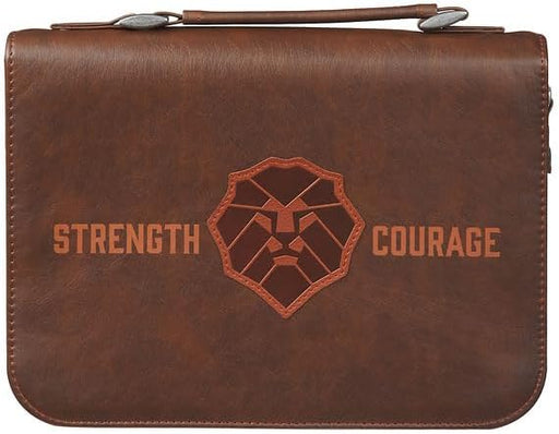 STRENGTH AND COURAGE HONEY-BROWN FAUX LEATHER CLASSIC BIBLE COVER MD - Morning Star Christian Bookstores