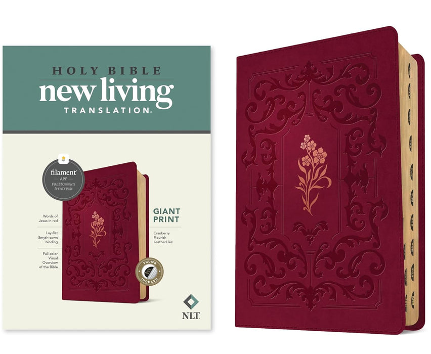 NLT Giant Print Bible, Filament-Enabled Edition LTHRL, Cranberry IDX