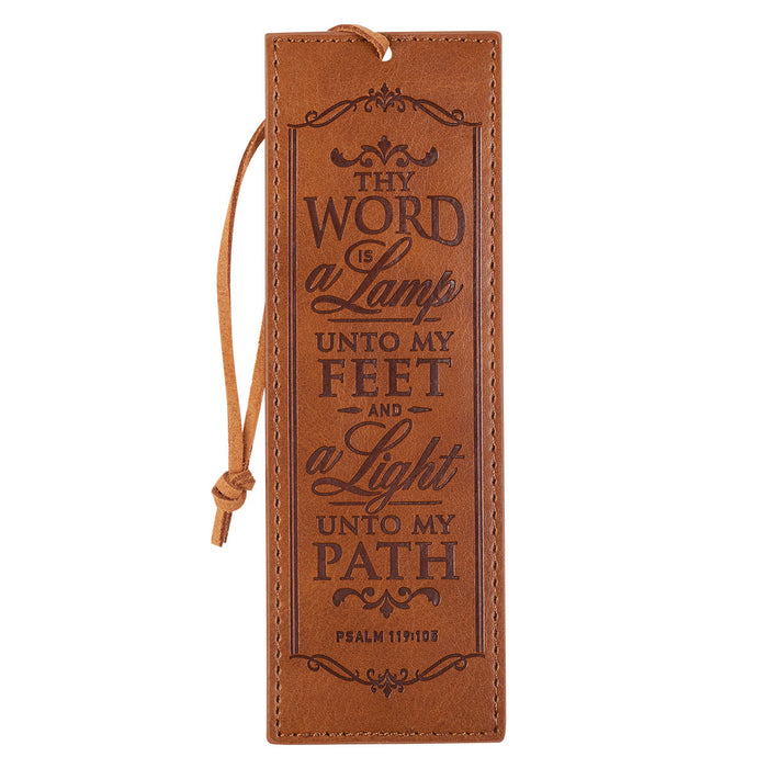 Bookmark Faux Leather Thy Word is a Lamp Psalm 119:105 - Morning Star Christian Bookstores