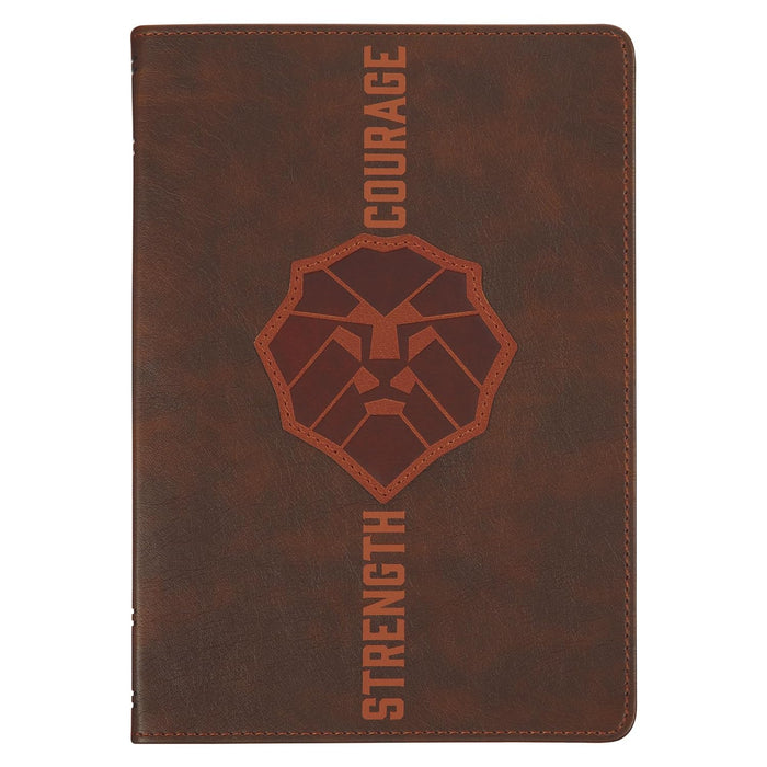 LIONFACE STRENGTH & COURAGE BROWN FAUX LEATHER CLASSIC JOURNAL