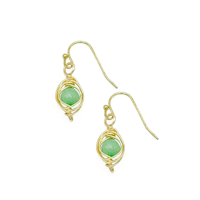 Matcha aventurine dainty drop earrings