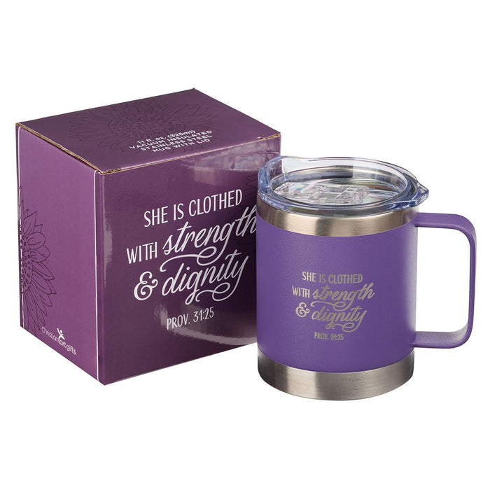 11oz STAINLESS STEEL MUG SHE IS CLOTHED PURPLE