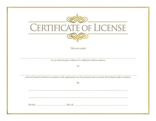 MINISTER LICENSE CERTIFICATE - Morning Star Christian Bookstores