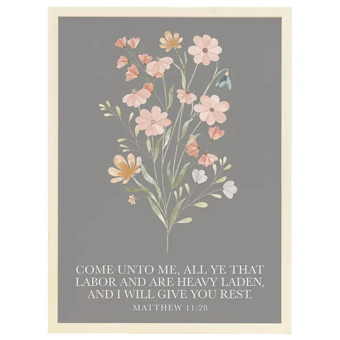 Come Unto Me Flowers - Thin Frame Rectangle