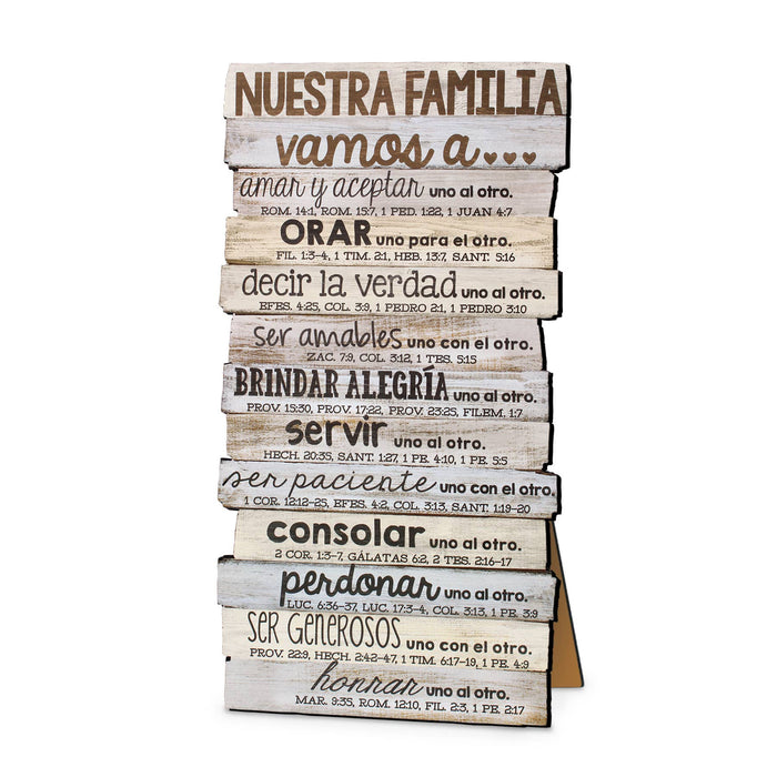 Nuestra Familia (Our Family) Desktop Stacked Wood