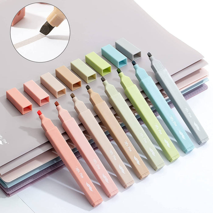 Mr. Pen- Aesthetic Highlighters, 8 pcs, Chisel Tip Soft Earth