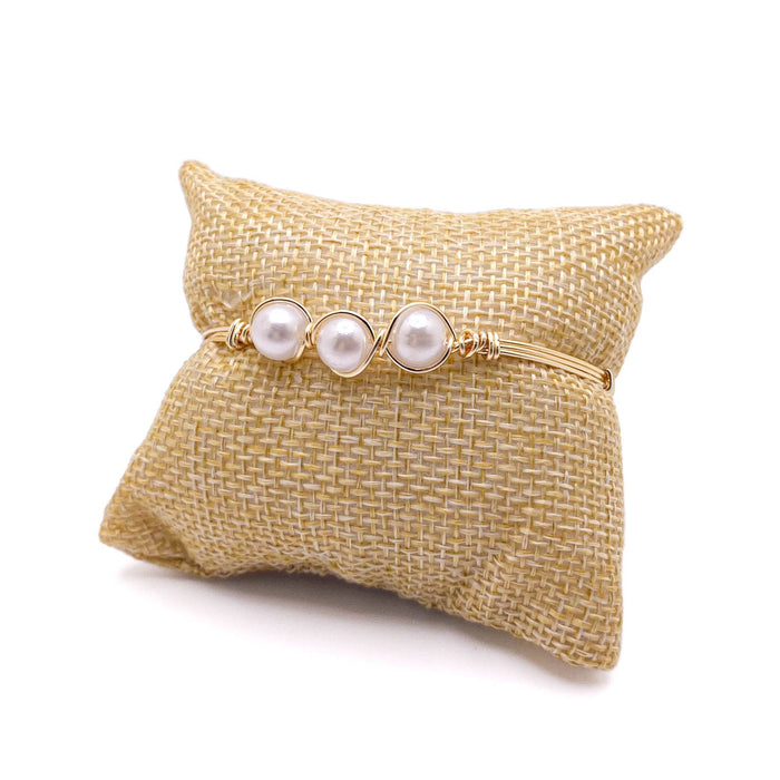 Perla gold and pearl bangle bracelet