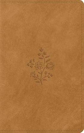 ESV Large Print Personal Size Nubuck Caramel Wildflower Design - Morning Star Christian Bookstores
