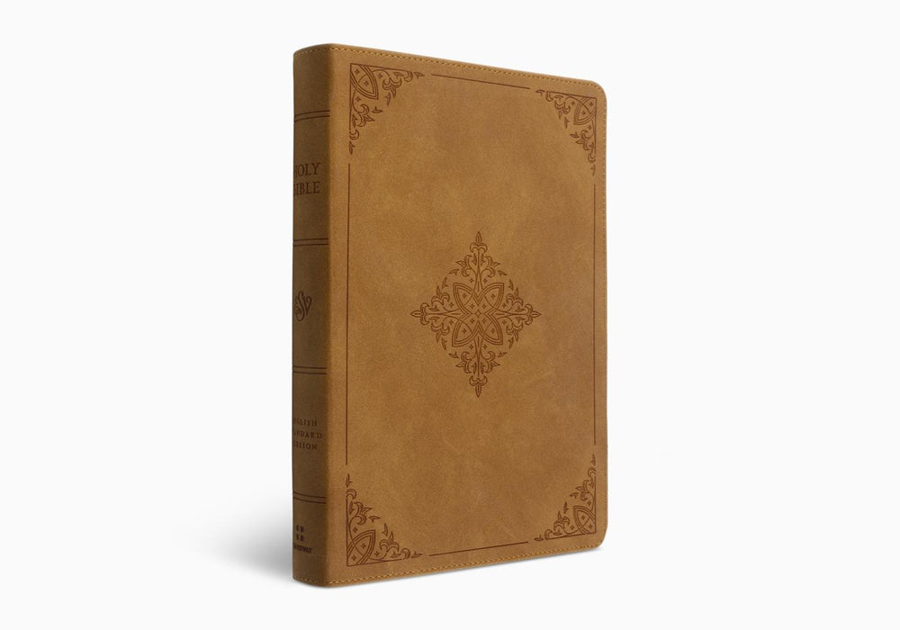 ESV Large Print Bible TruTone®, Nubuck Caramel, Fleur-de-lis Design