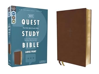 NIV, Quest Study Bible, Large Print, Leathersoft, Brown, Comfort Print - Morning Star Christian Bookstores