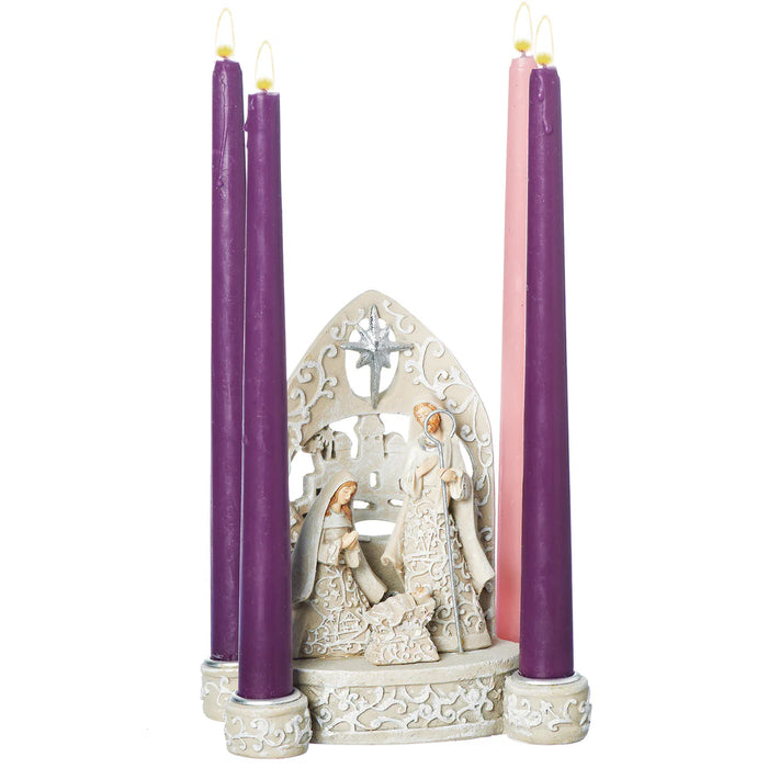7" HOLY FAMILY ADVENT CANDLE HOLDER