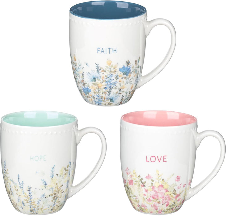 FAITH HOPE AND LOVE PETITE FLORAL MUG SET