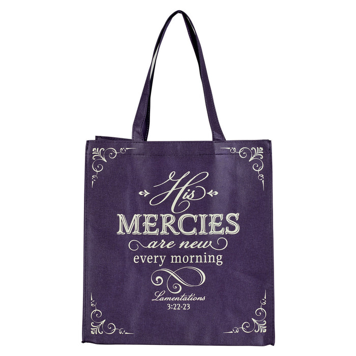 His Mercies Are New Purple Amethyst Shopping Tote Bag Lamentations 3:22-23