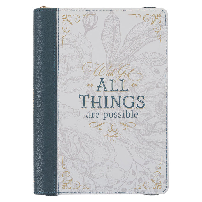 All Things are Possible Teal LL Journal w/ Zipper Matthew 19:26