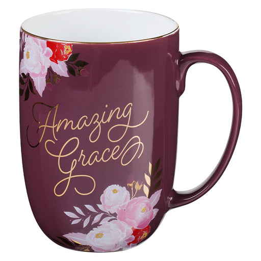15oz Mug Burgundy Amazing Grace - Morning Star Christian Bookstores