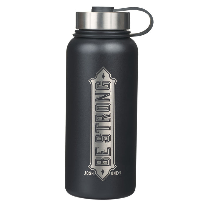 Be Strong Black Stainless Steel Water Bottle - Morning Star Christian Bookstores