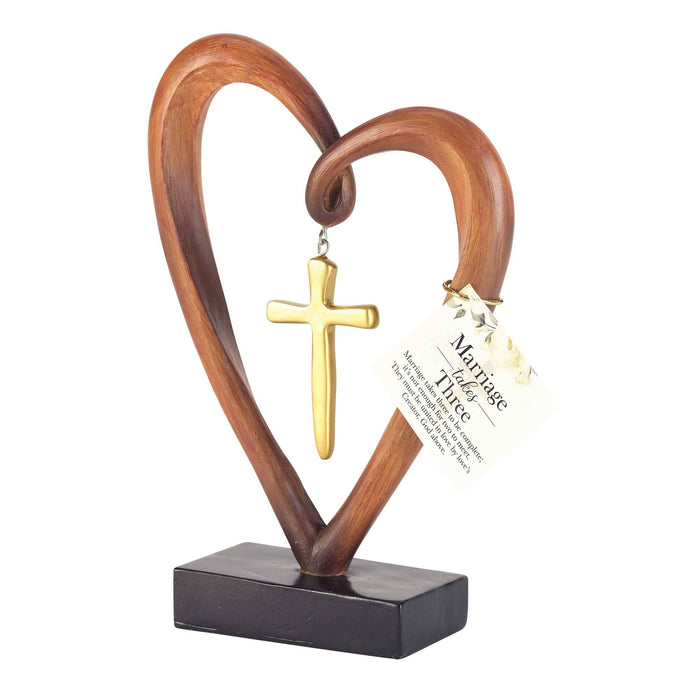 HEART GOLD CROSS TABLETOP FIGURINE - Morning Star Christian Bookstores
