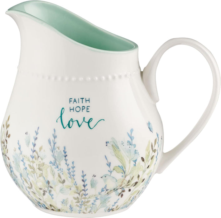 Ceramic Pitcher Faith Hope Love