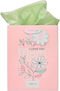 I LOVE YOU MOM PINK AND WHITE DAISY MEDIUM GIFT BAG - Morning Star Christian Bookstores