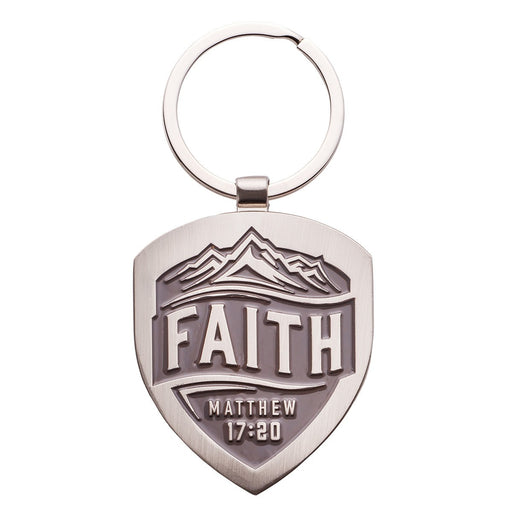 Faith Mountain Vista Metal KeyRing - Matthew 17:20 - Morning Star Christian Bookstores