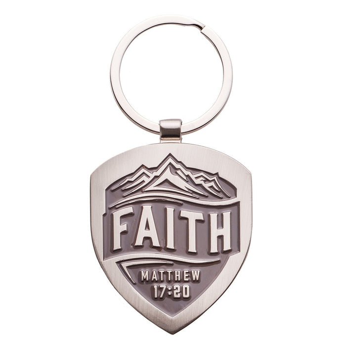 Faith Mountain Vista Metal KeyRing - Matthew 17:20