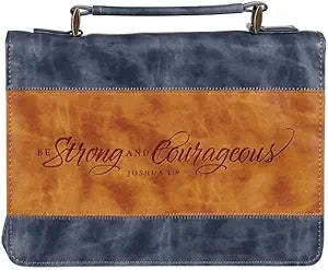 STRONG AND COURAGEOUS BUTTERSCOTCH AND NAVY CLASSIC BIBLE COVER - Morning Star Christian Bookstores