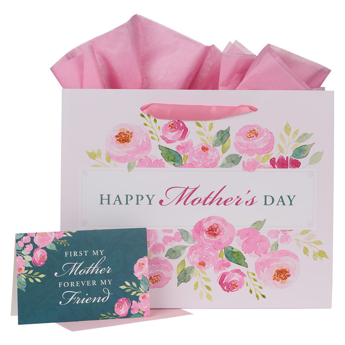 Happy Mother's Day Pink Peony Large Landscape Gift Bag