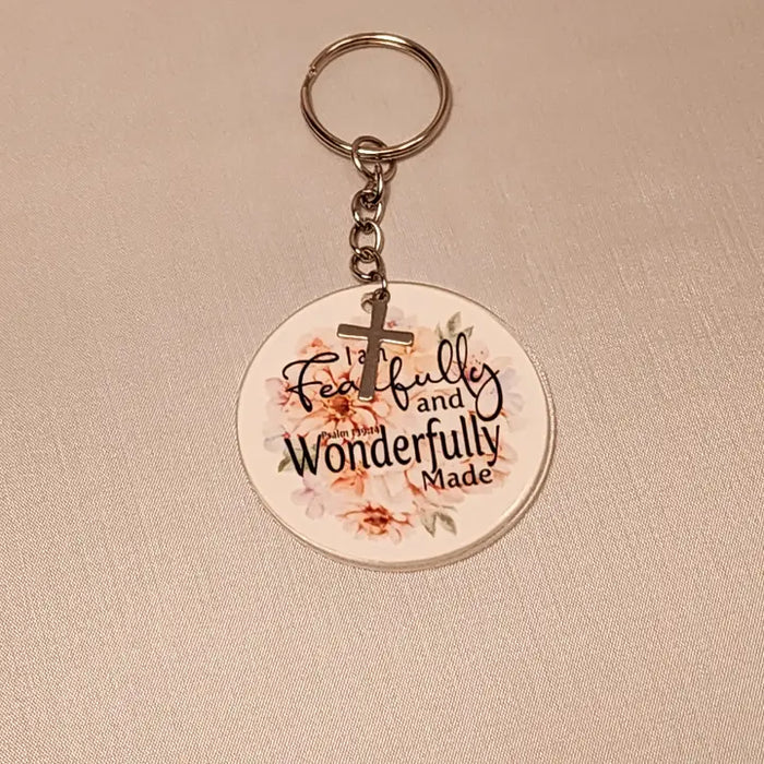 Fearfully and Wonderfully Made Bible Verse Keychain - Morning Star Christian Bookstores