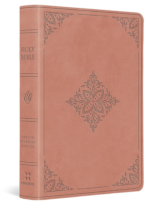 ESV Value Large Print Compact Bible (Trutone, Blush Rose, Fleur-De-Lis Design)