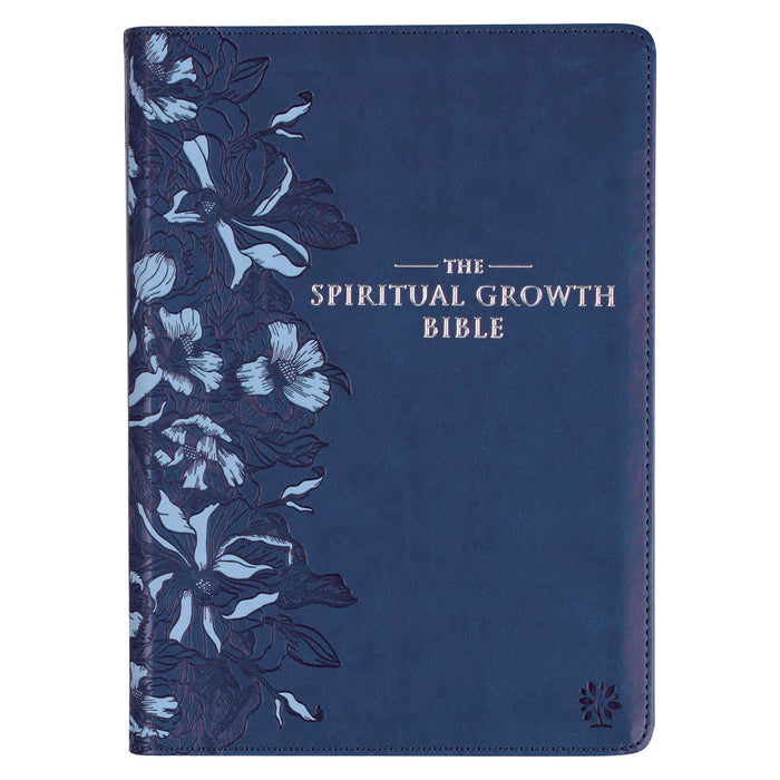 THE SPIRITUAL GROWTH BIBLE NLT - NAVY FAUX