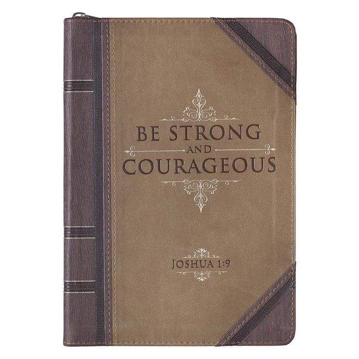 Journal LuxLeather w/Zipper Be Strong Josh. 1:9