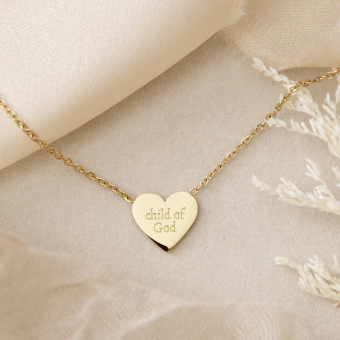 Child of God Chosen Heart Necklace, Ephesians 1:4-5