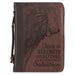 Strength and Defense Walnut-Brown Faux Leather Classic Bible Cover - Large - Morning Star Christian Bookstores