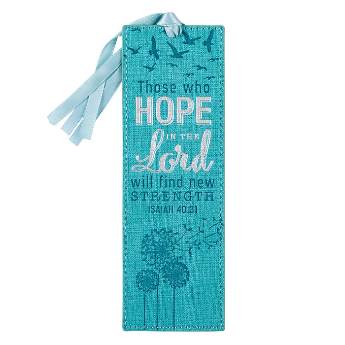 Hope in the Lord Teal Faux Leather Bookmark Isaiah 40:31